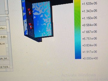 Color-coded simulation results displayed on a computer screen with a gradient scale.