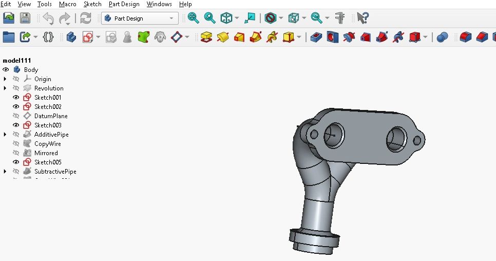 3D CAD model of a mechanical pipe assembly in design software.