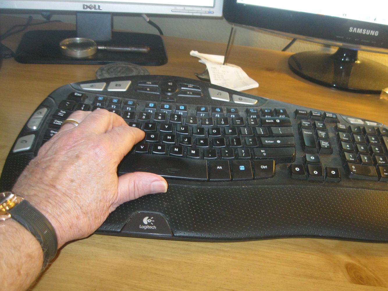 Writer's Hand on Keyboard