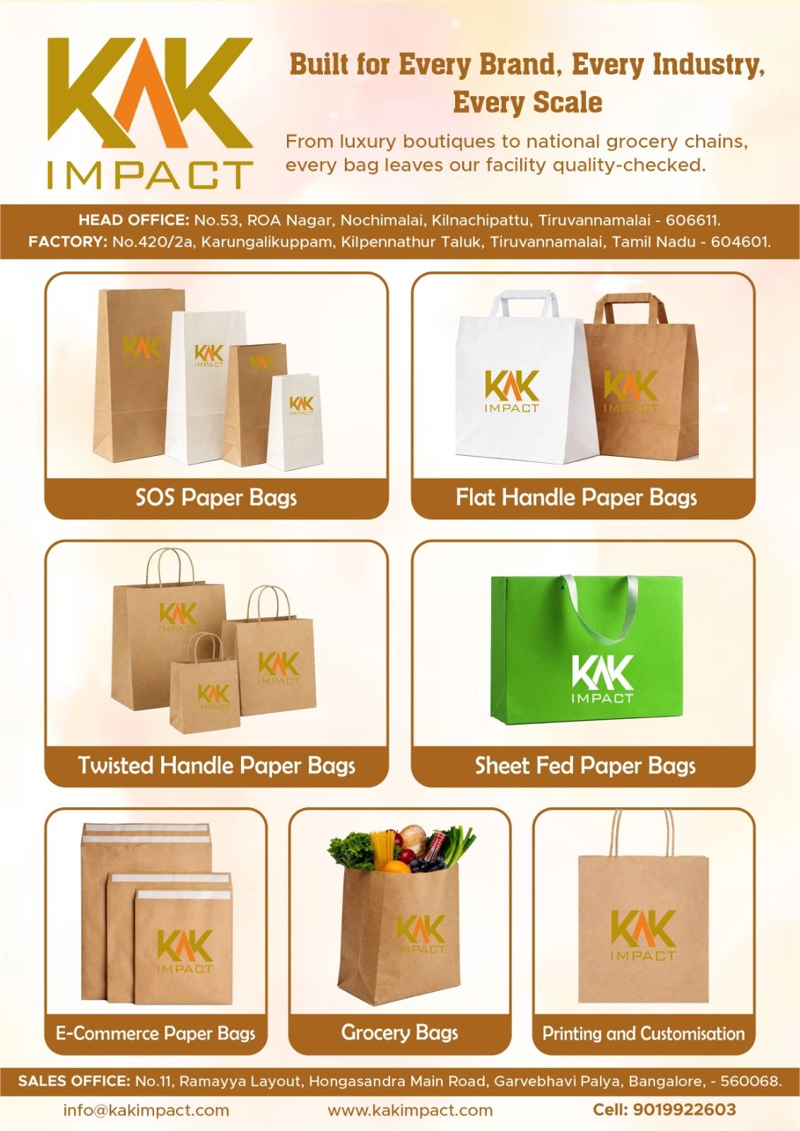 KAK Impact offers various quality-checked paper bags for all industries and scales.