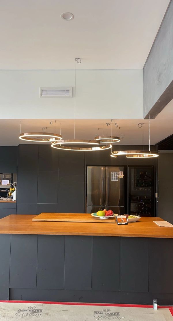 pendant lighting installation in a commercial space. gold coast electrician advanced electrics