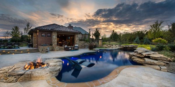 Family enjoying a newly built custom swimming pool.