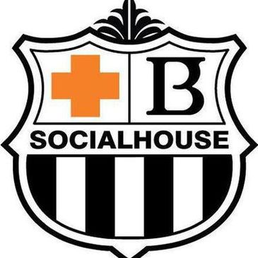 Logo with a red cross and letter B, labeled SOCIALHOUSE.