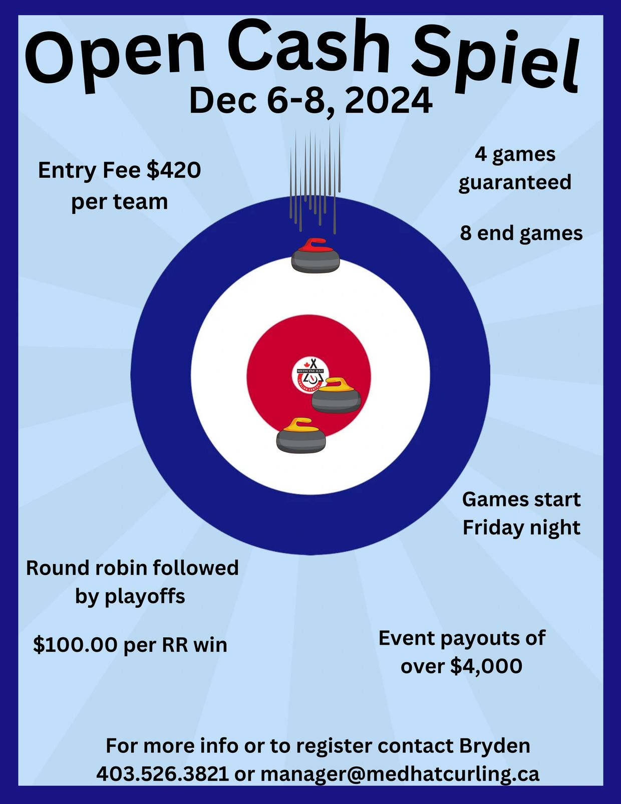 Open Cash Spiel curling event details.