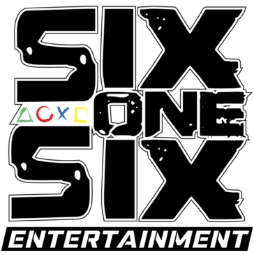 Logo for Six One Six Entertainment with gaming symbols.