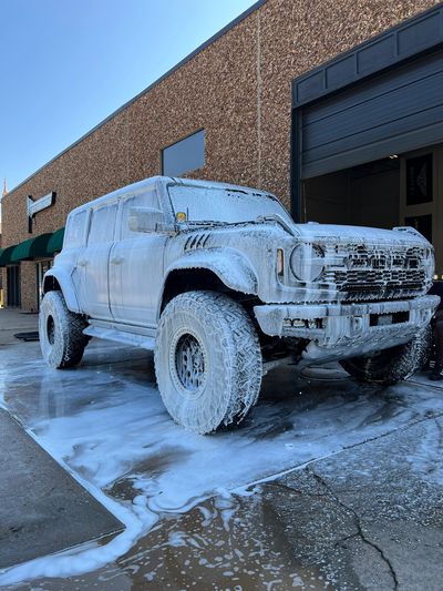 Ford Bronco Raptor getting a exterior car detailing service in Tulsa