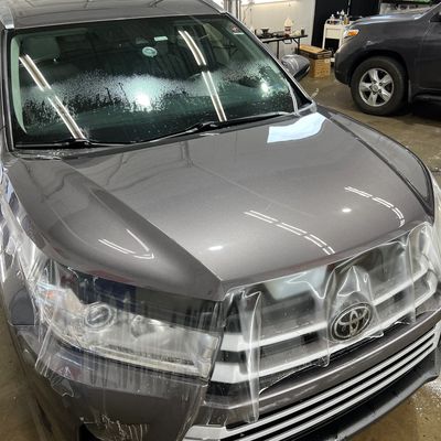 Toyota SUV getting a Clear Bra install service from Showroom Service in Tulsa Oklahoma.