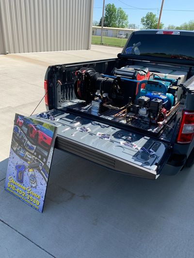 Mobile detailing setup for commercial auto detailing.