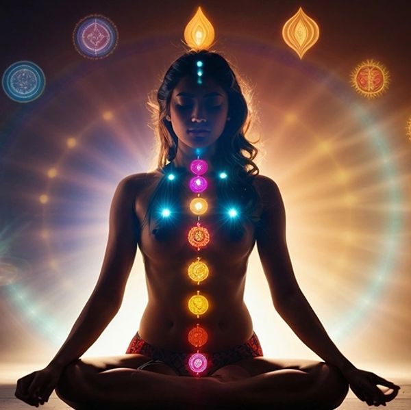 Chakra balancing on the 7 main points, the Crown, Brow, throat, heart, sacral, solar plexus, base.