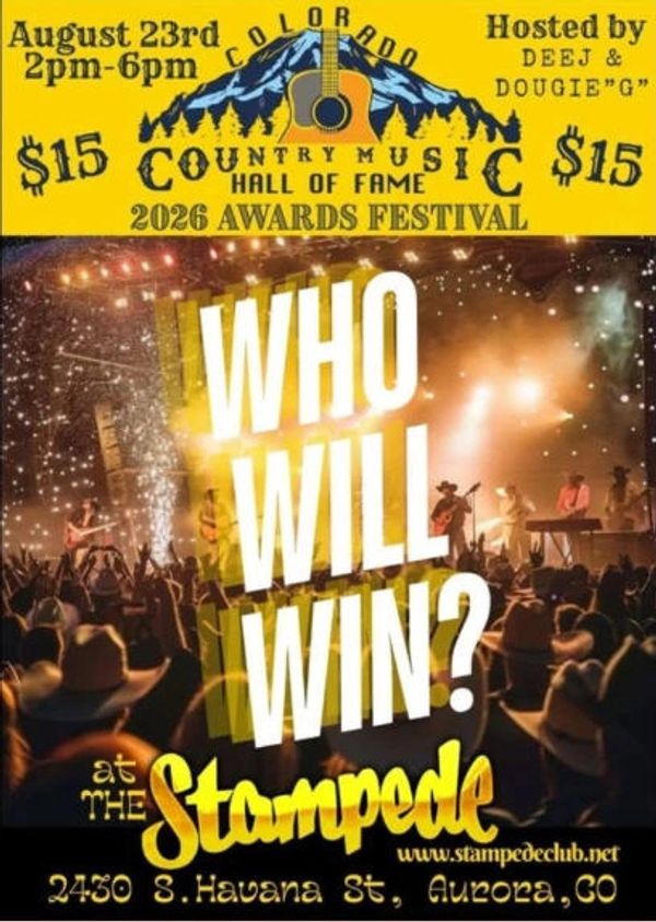 Poster for Colorado Country Music Hall of Fame 2026 Awards Festival at The Stampede.