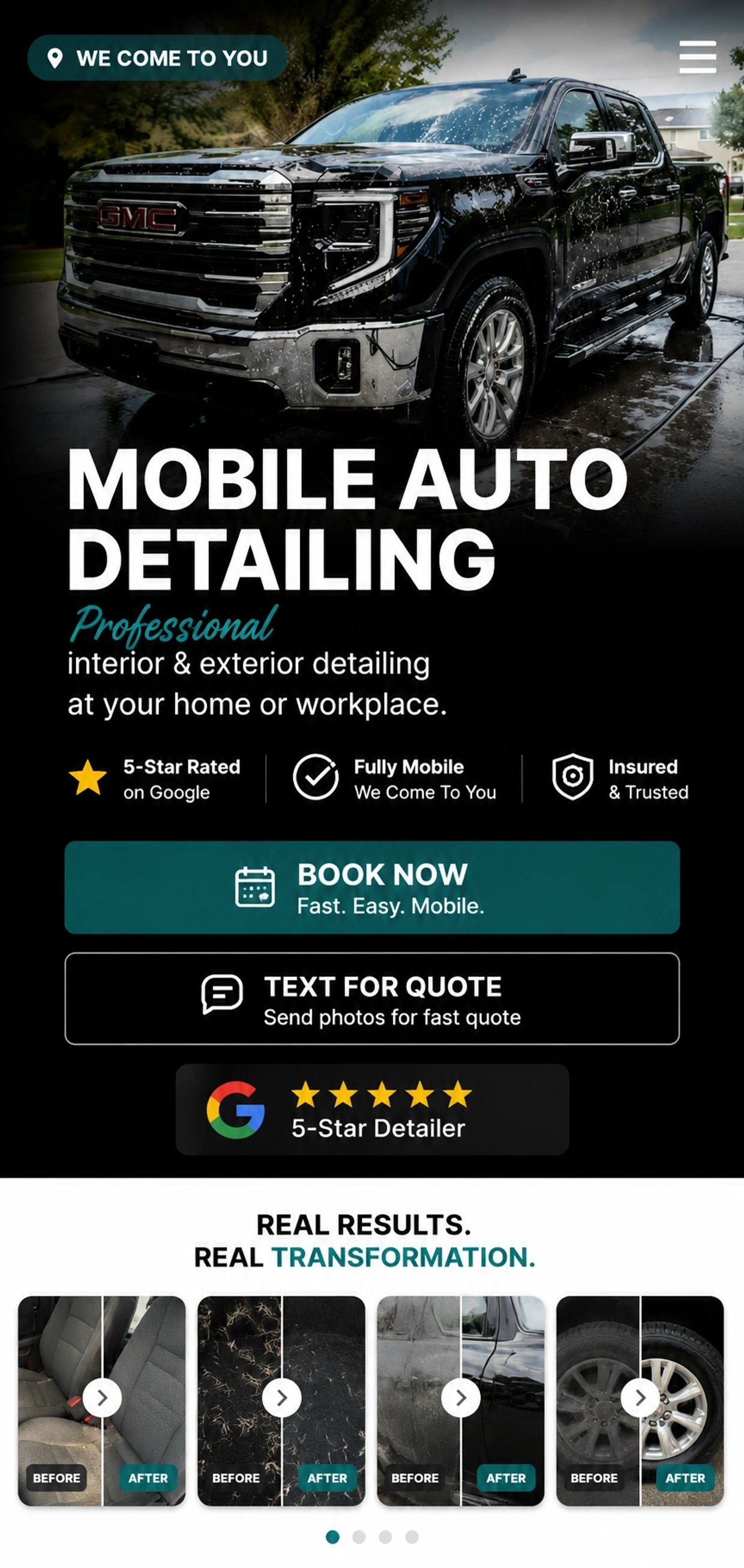 Mobile auto detailing service with professional interior and exterior cleaning at your location.