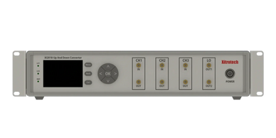 frequency up and down converter, 2U 19 inches, GHz, multi-channel, USB, Ethernet, RF and microwave