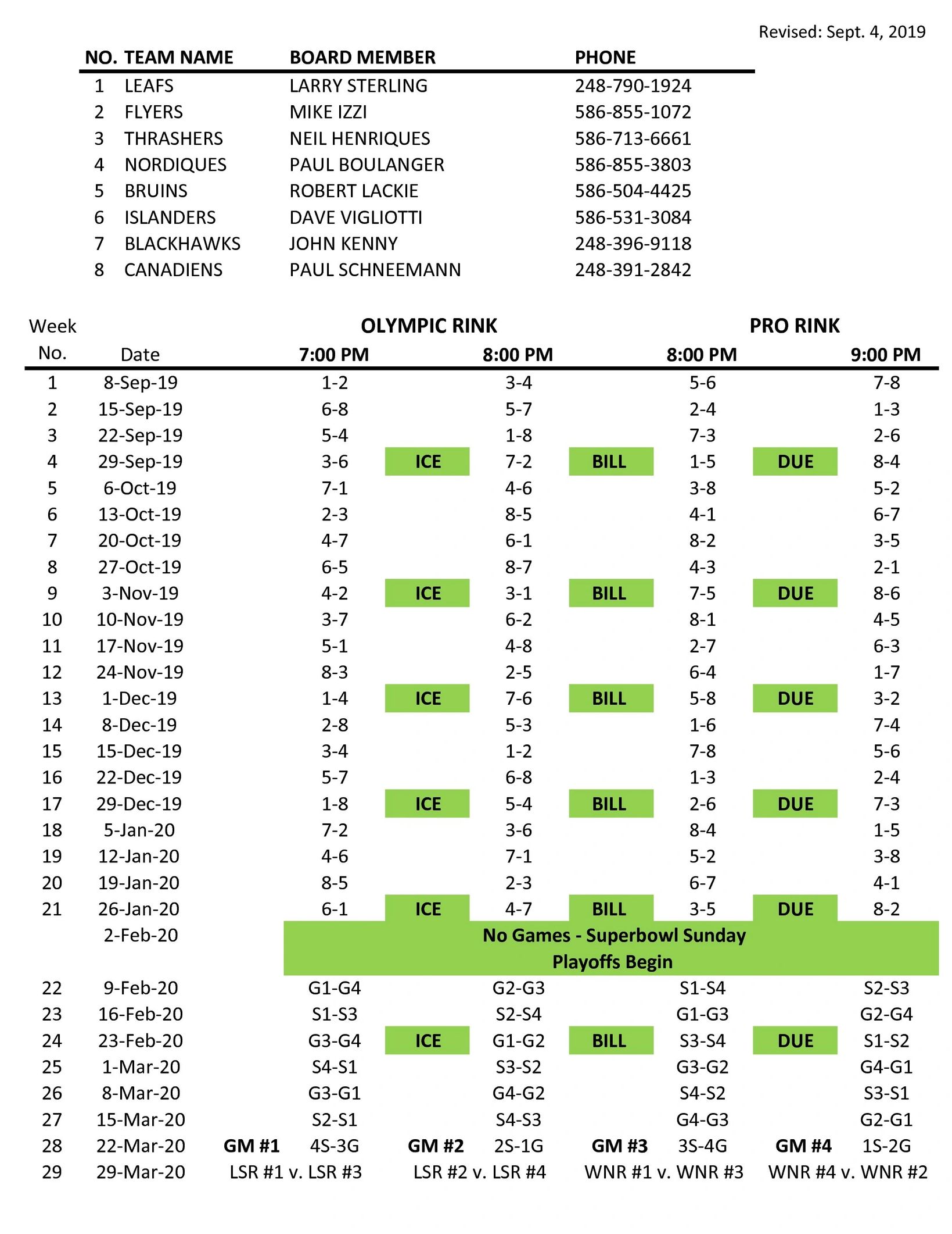 Schedule | U.S.A Men's Over 35 Hockey Association