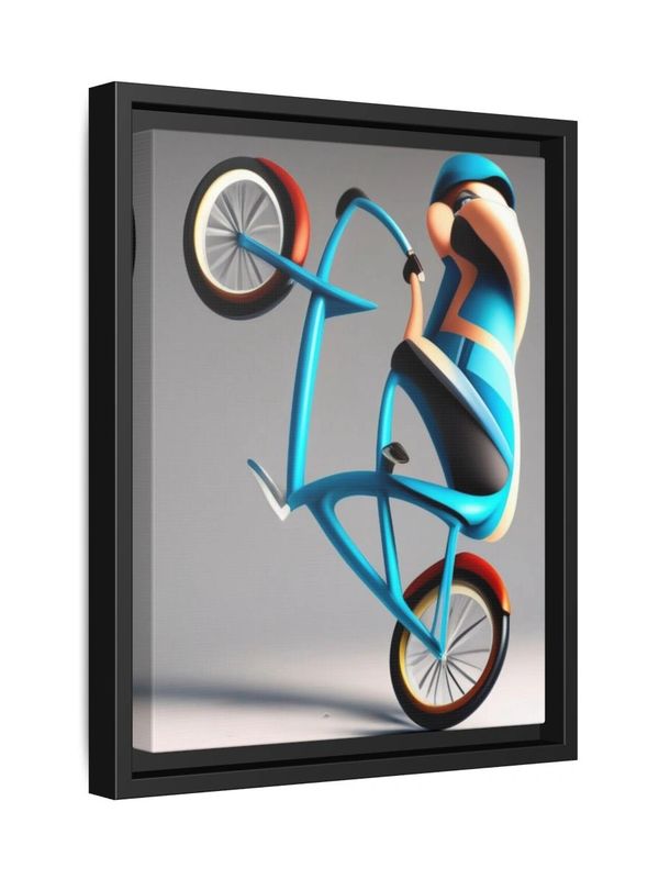 Canvas Print, Man on a bike, wheeling with talent. 