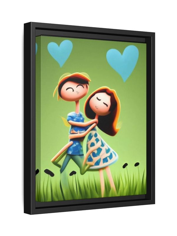 Two characters in love, showing joy for a canvas for children.