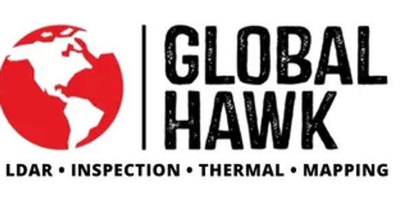 Logo of Global Hawk with a red globe and service keywords.