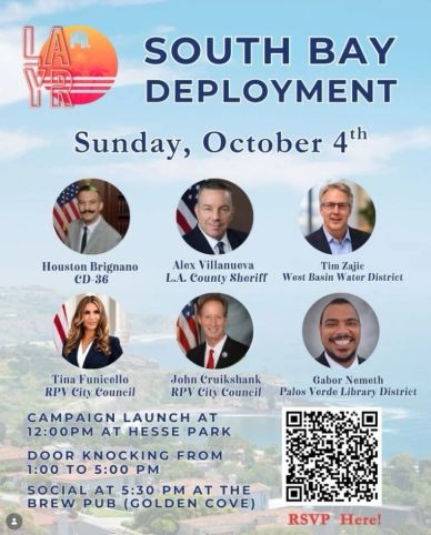 Join the LA County Young Republicans on Sunday, October 4th for our South Bay Deployment! We’ll be h