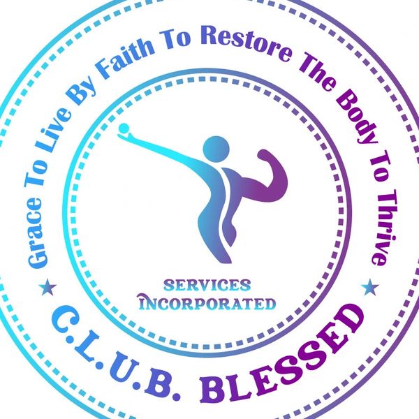 Logo with a stylized figure and motivational text about faith and restoration.