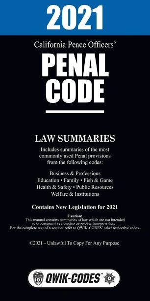 21 California Penal Qwik Code