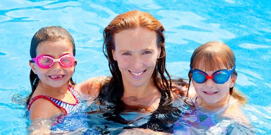 Mom and daughters are happy with their pool service.