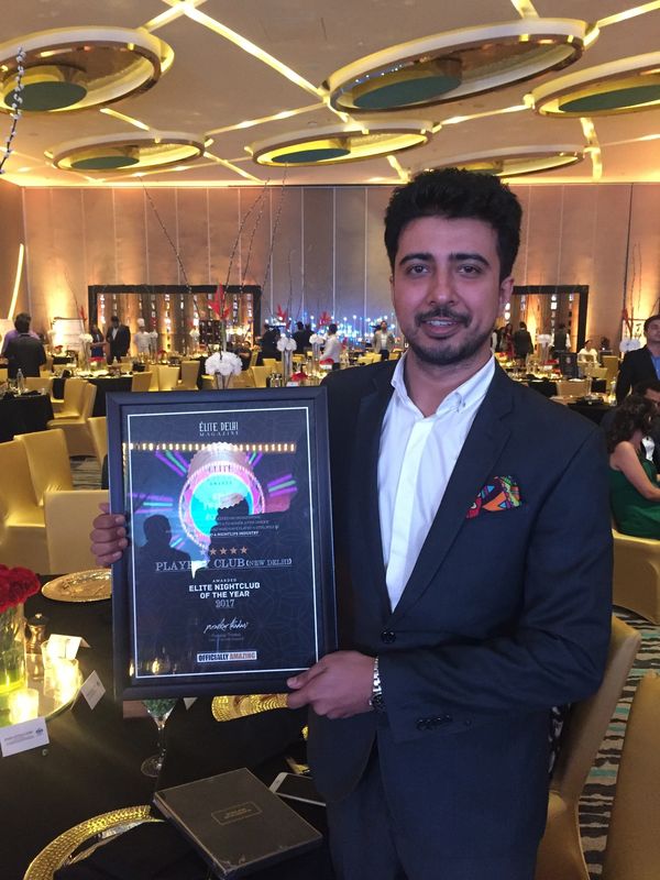 Ankkit Bahadur after receiving the award for Night Club of the Year 2017. 