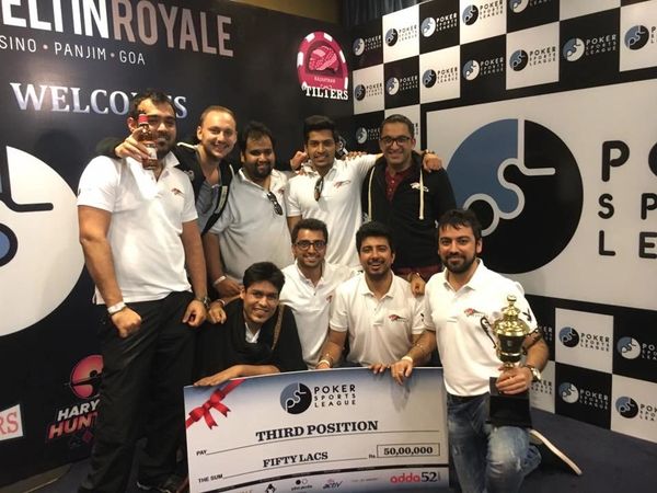 Ankkit Bahadur with his team Kolkata Royals after coming third in the Poker Sports League.