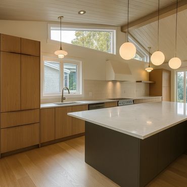 oak flat panel kitchen with integrated fridge ottawa
