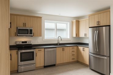 wood grain kitchen renovation with black countertop ottawa
