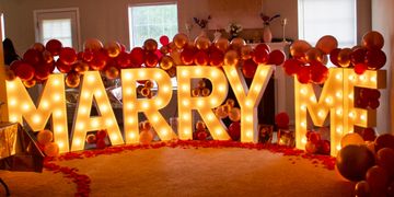 Atlanta proposal, Tampa Marquee Letters,   Atlanta romance concierge, Tampa Romance Concierge