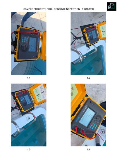 Pool bonding inspection using digital multimeter.