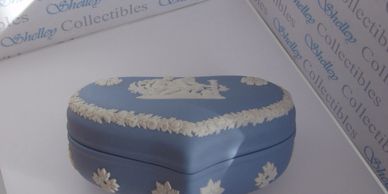 Vintage Wedgwood heart-shaped trinket box.