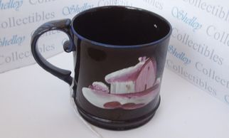 Thomas Larkin Fine Mug. Circa 1815
Large Hand-Painted Images; Thatched House & Bird on Branch