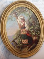 PAINTING OF GREEK GIRL. OIL ON BOARD. CIRCA 1860