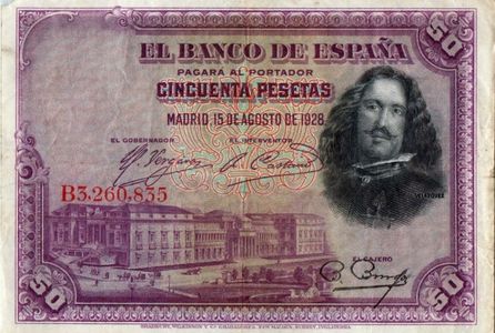 Spanish 50 Peseta note. 1928 