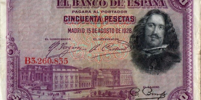 Spanish 50 Peseta note. 1928 