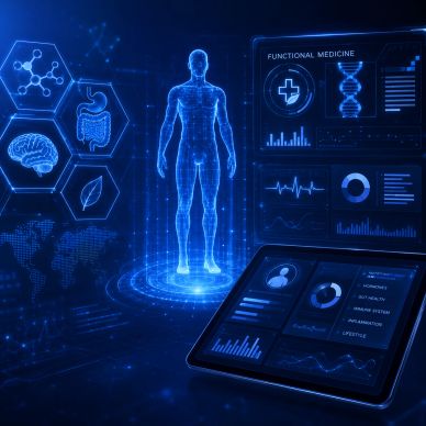 Digital human anatomy and health data visualization.
