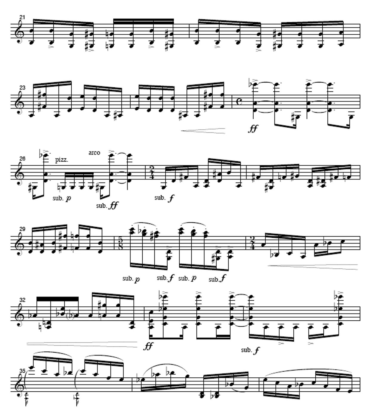 Sheet music displaying a musical score with notes, dynamics, and articulation.