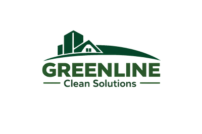 Logo for Greenline Clean Solutions with buildings and a house roof graphic.