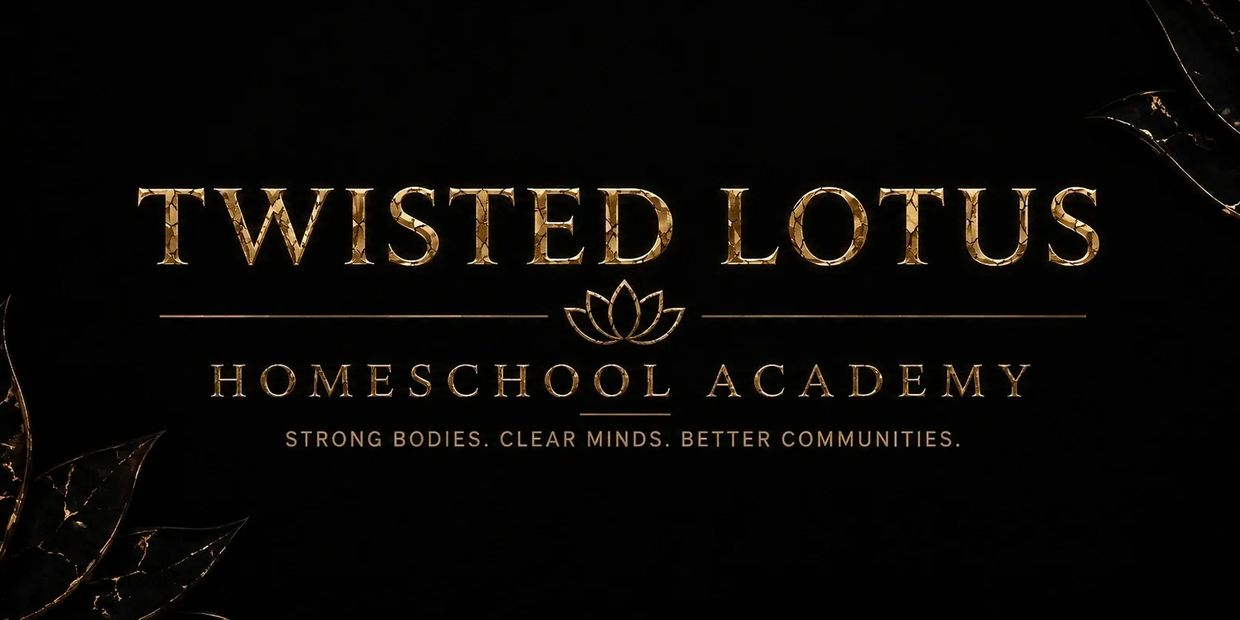Logo for Twisted Lotus Homeschool Academy with a lotus symbol.