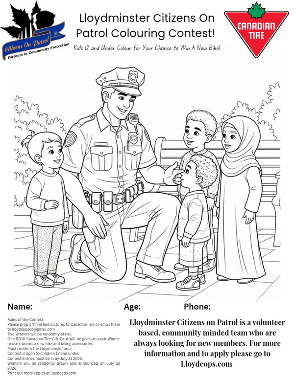 Lloydminster Citizens On Patrol and Lloyminster Canadian Tire Colouring Contest 