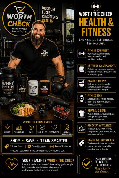 Promotional image for Worth The Check health and fitness reviews.
