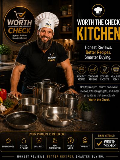 Chef promoting Worth The Check kitchen with honest reviews and cooking tips.