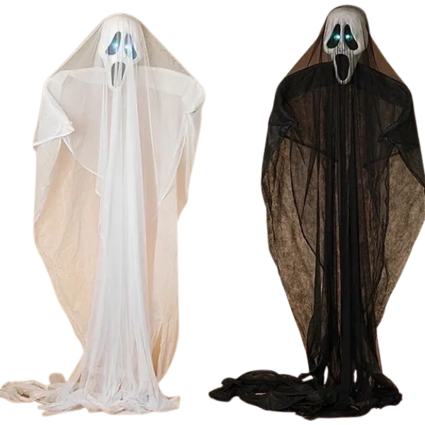 Fabric Hanging Ghost, Battery Operated Lighted Eyes