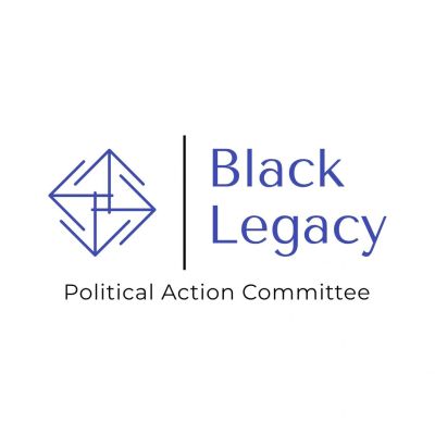 Logo of Black Legacy Political Action Committee with geometric design and text.