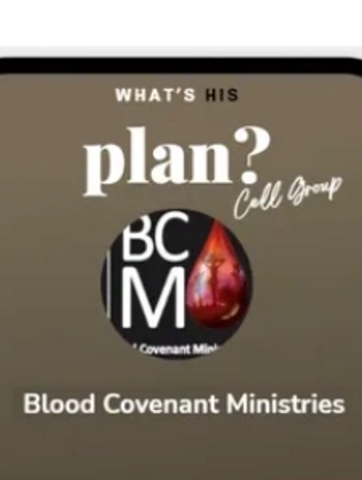 Blood Covenant Ministries logo with the question, "What's his plan?"