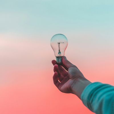 Hand holding a light bulb