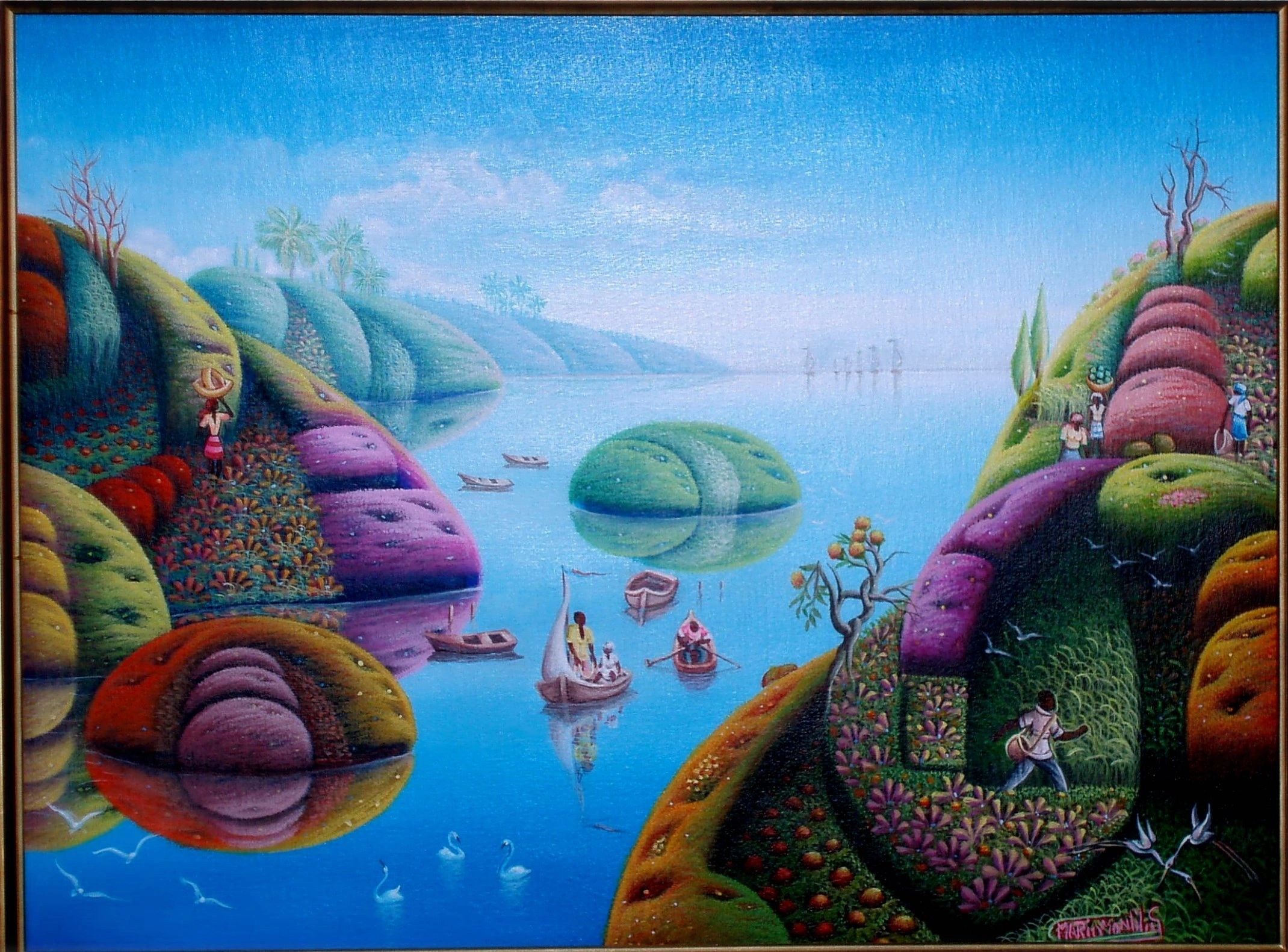 Mari Montlus "La Baie du Village" 12"x16" acryli on cavas. $650.00