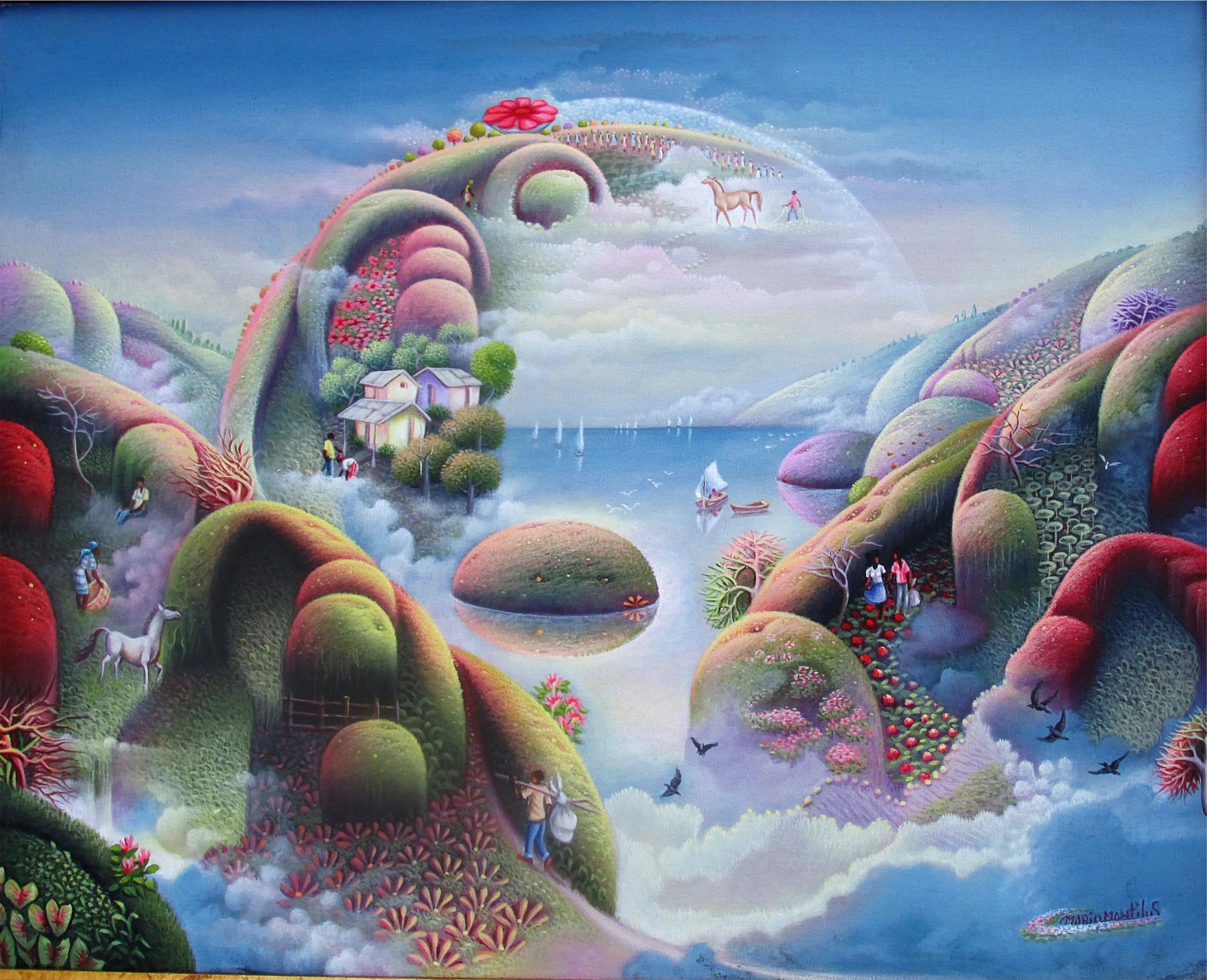 Mario  Montilus "Imaginary Villae" 16"x20" acryli on canvas.