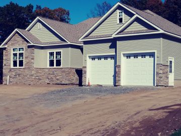 Stone veneer on homes.