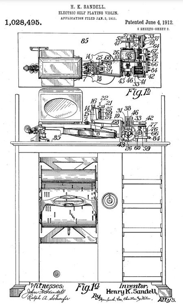 Patent Document - Henry K. Sandell - Electric Self Playing Violin